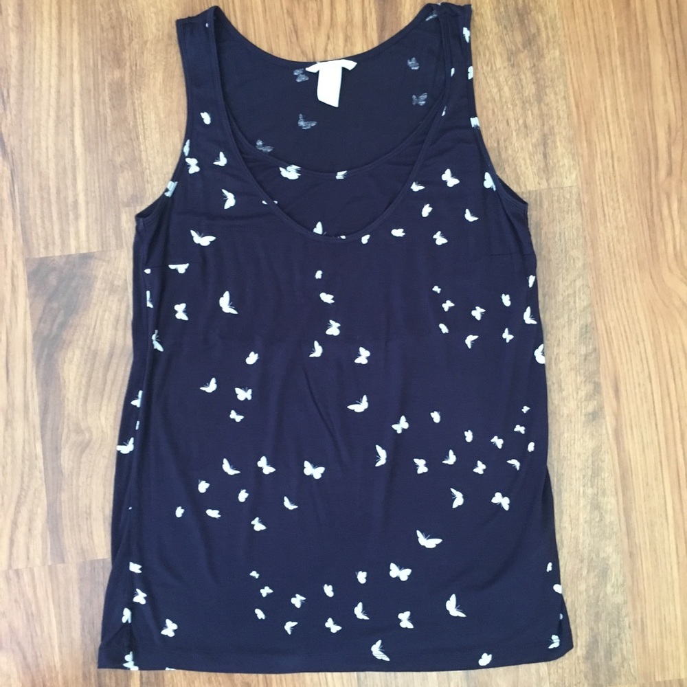 H&M Mama Nursing Tank - Dark Blue/Butterflies